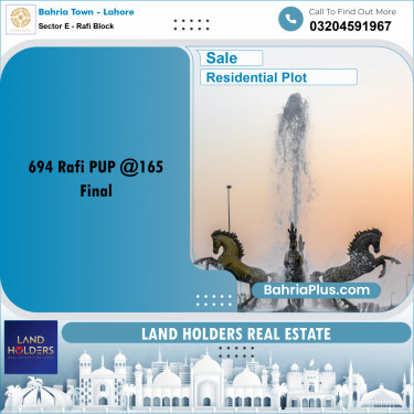 10 Marla Residential Plot for Sale in Sector E - Rafi Block -  Bahria Town, Lahore - (BP-270710)