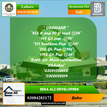 Residential Plot for Sale in Bahria Orchard, Lahore - (BP-270720)