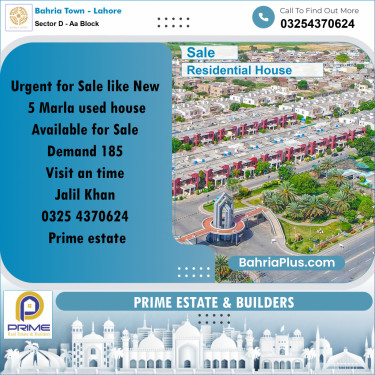 5 Marla Residential House for Sale in Sector D - AA Block -  Bahria Town, Lahore - (BP-270799)