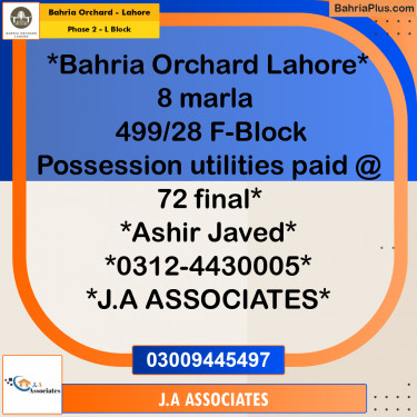 8 Marla Residential Plot for Sale in Phase 2 - L Block -  Bahria Orchard, Lahore - (BP-270930)