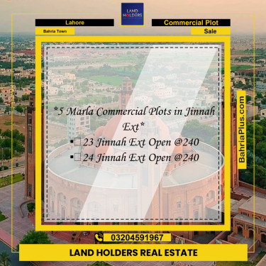 5 Marla Commercial Plot for Sale in Bahria Town, Lahore - (BP-270981)