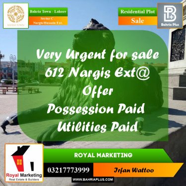 5 Marla Residential Plot for Sale in Sector C - Nargis/Hussain Ext. -  Bahria Town, Lahore - (BP-271016)