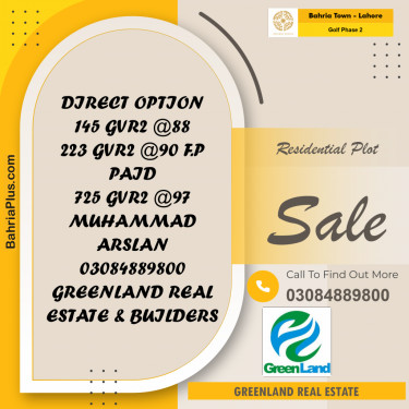 10 Marla Residential Plot for Sale in Golf Phase 2 -  Bahria Town, Lahore - (BP-271037)