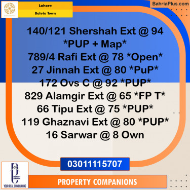 Residential Plot for Sale in Bahria Town, Lahore - (BP-271054)