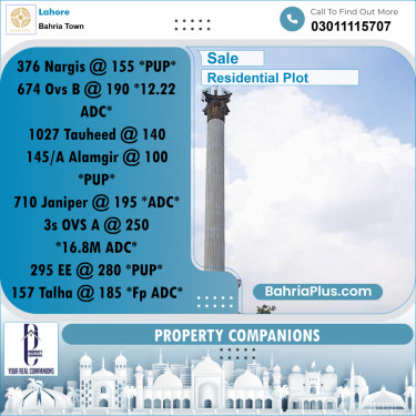 Residential Plot for Sale in Bahria Town, Lahore - (BP-271055)