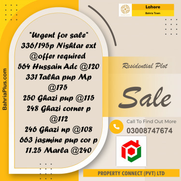 Residential Plot for Sale in Bahria Town, Lahore - (BP-271056)