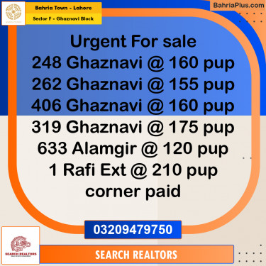 10 Marla Residential Plot for Sale in Sector F - Ghaznavi Block -  Bahria Town, Lahore - (BP-271063)
