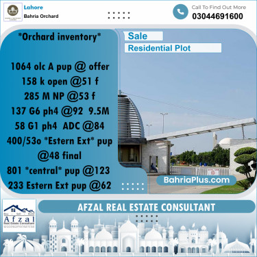 Residential Plot for Sale in Bahria Orchard, Lahore - (BP-271091)