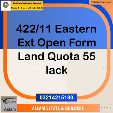 5 Marla Residential Plot for Sale in Phase 1 - Eastern District Ext. II -  Bahria Orchard, Lahore - (BP-271109)