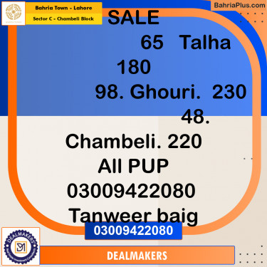 10 Marla Residential Plot for Sale in Sector C - Chambeli Block -  Bahria Town, Lahore - (BP-271120)