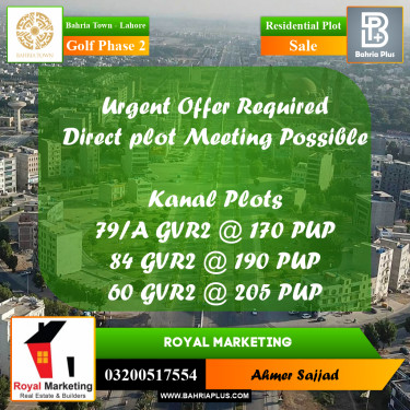 Residential Plot for Sale in Golf Phase 2 -  Bahria Town, Lahore - (BP-271171)