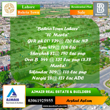 Residential Plot for Sale in Bahria Town, Lahore - (BP-271213)