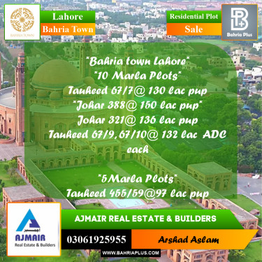 Residential Plot for Sale in Bahria Town, Lahore - (BP-271215)