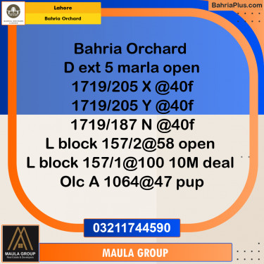 Residential Plot for Sale in Bahria Orchard, Lahore - (BP-271228)