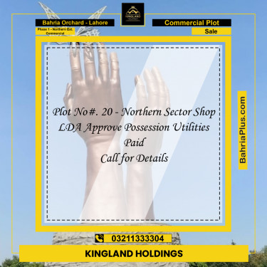 3 Marla Commercial Plot for Sale in Phase 1 - Northern Ext. Commercial -  Bahria Orchard, Lahore - (BP-271251)