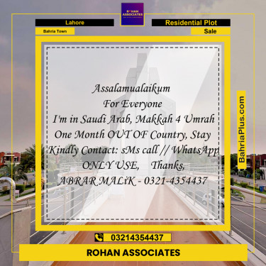 Residential Plot for Sale in Bahria Town, Lahore - (BP-271266)