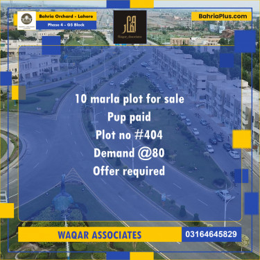 10 Marla Residential Plot for Sale in Phase 4 - G5 Block -  Bahria Orchard, Lahore - (BP-271286)