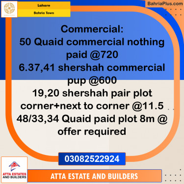 Residential Plot for Sale in Bahria Town, Lahore - (BP-271327)