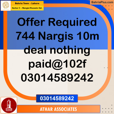 10 Marla Residential Plot for Sale in Sector C - Nargis/Hussain Ext. -  Bahria Town, Lahore - (BP-271331)