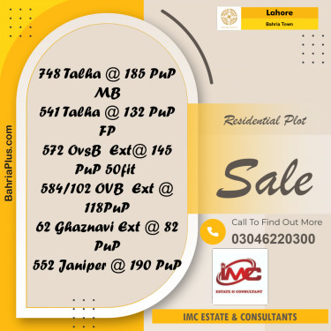 Residential Plot for Sale in Bahria Town, Lahore - (BP-271350)