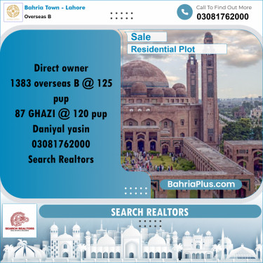 10 Marla Residential Plot for Sale in Overseas B -  Bahria Town, Lahore - (BP-271351)