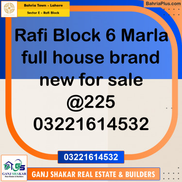 6 Marla Residential House for Sale in Sector E - Rafi Block -  Bahria Town, Lahore - (BP-271353)