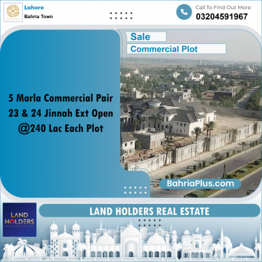 5 Marla Commercial Plot for Sale in Bahria Town, Lahore - (BP-271362)