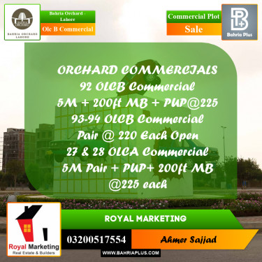 Commercial Plot for Sale in OLC B Commercial -  Bahria Orchard, Lahore - (BP-271372)