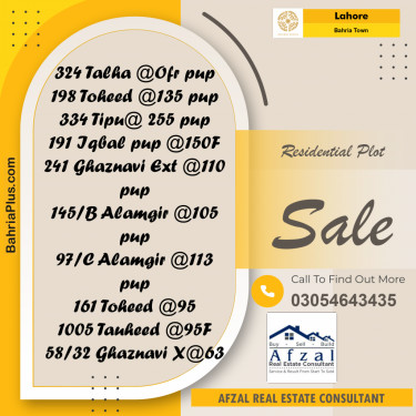 Residential Plot for Sale in Bahria Town, Lahore - (BP-271394)