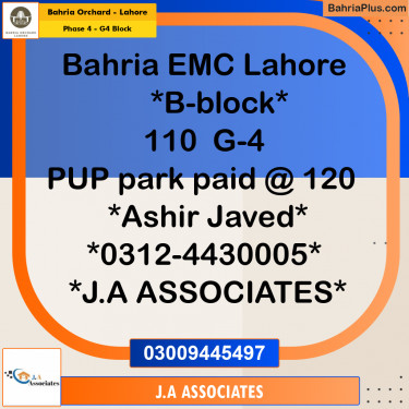 10 Marla Residential Plot for Sale in Phase 4 - G4 Block -  Bahria Orchard, Lahore - (BP-271429)