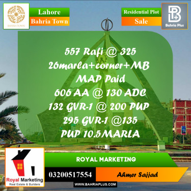 Residential Plot for Sale in Bahria Town, Lahore - (BP-271549)