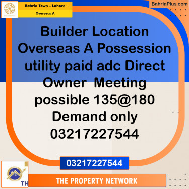 10 Marla Residential Plot for Sale in Overseas A -  Bahria Town, Lahore - (BP-271576)