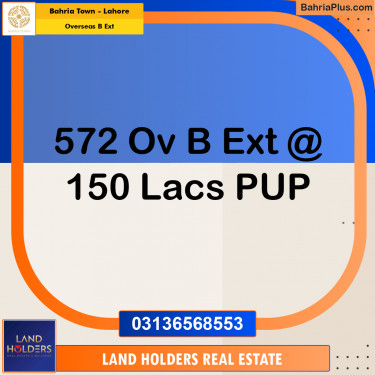 10 Marla Residential Plot for Sale in Overseas B Ext -  Bahria Town, Lahore - (BP-271632)