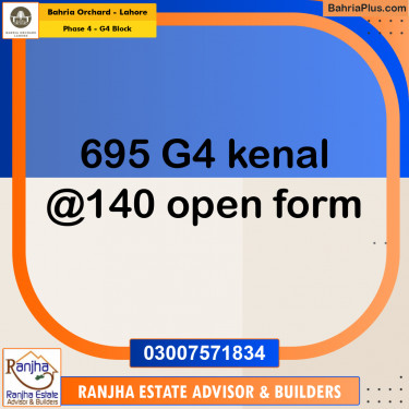 1 Kanal Residential Plot for Sale in Phase 4 - G4 Block -  Bahria Orchard, Lahore - (BP-271635)