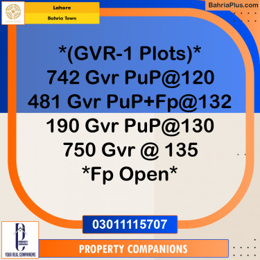 Residential Plot for Sale in Bahria Town, Lahore - (BP-271730)