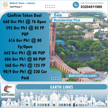 5 Marla Residential Plot for Sale in Golf Phase 1 -  Bahria Town, Lahore - (BP-271788)