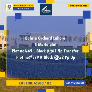 5 Marla Residential Plot for Sale in Phase 2 - L Block -  Bahria Orchard, Lahore - (BP-271832)