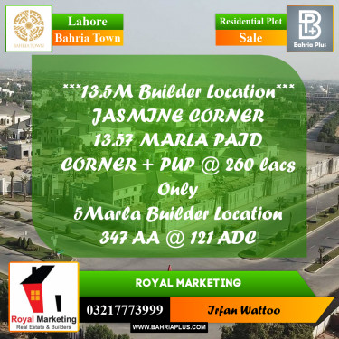 Residential Plot for Sale in Bahria Town, Lahore - (BP-271839)