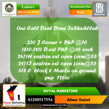 Residential Plot for Sale in Bahria Orchard, Lahore - (BP-271858)