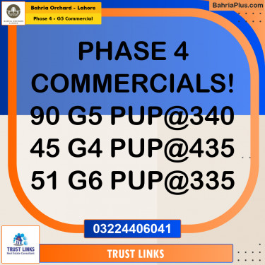 8 Marla Commercial Plot for Sale in Phase 4 - G5 Commercial -  Bahria Orchard, Lahore - (BP-271929)