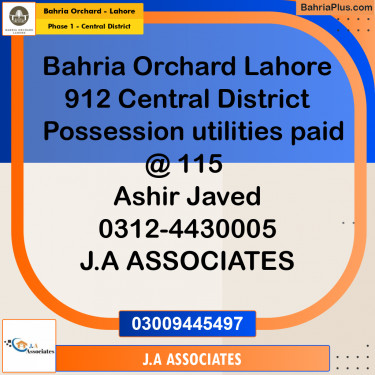 10 Marla Residential Plot for Sale in Phase 1 - Central District -  Bahria Orchard, Lahore - (BP-271949)