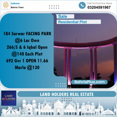 Residential Plot for Sale in Bahria Town, Lahore - (BP-271960)