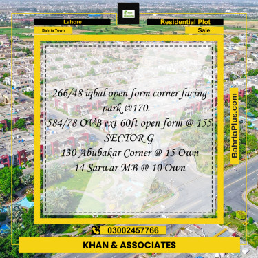 Residential Plot for Sale in Bahria Town, Lahore - (BP-271968)