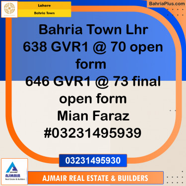 Residential Plot for Sale in Bahria Town, Lahore - (BP-272029)