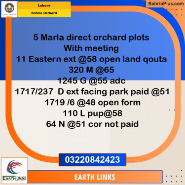 Residential Plot for Sale in Bahria Orchard, Lahore - (BP-272106)