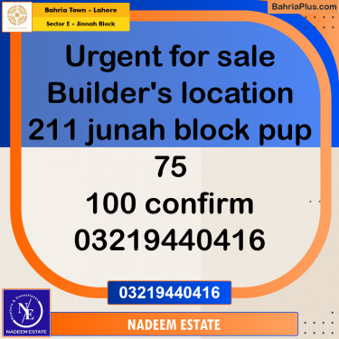 Residential Plot for Sale in Sector E - Jinnah Block -  Bahria Town, Lahore - (BP-272135)