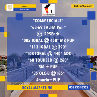 Commercial Plot for Sale in Bahria Town, Lahore - (BP-272136)
