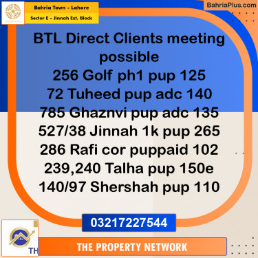 5 Marla Residential Plot for Sale in Sector E - Jinnah Ext. Block -  Bahria Town, Lahore - (BP-272177)