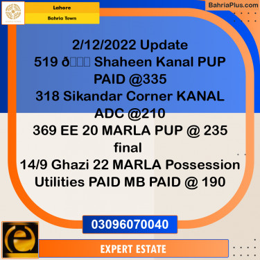 1 Kanal Residential Plot for Sale in Bahria Town, Lahore - (BP-272192)