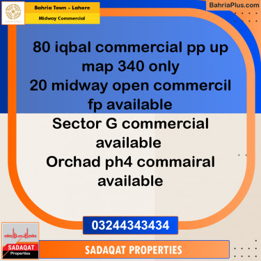 7.33 Marla Commercial Plot for Sale in Midway Commercial -  Bahria Town, Lahore - (BP-272228)